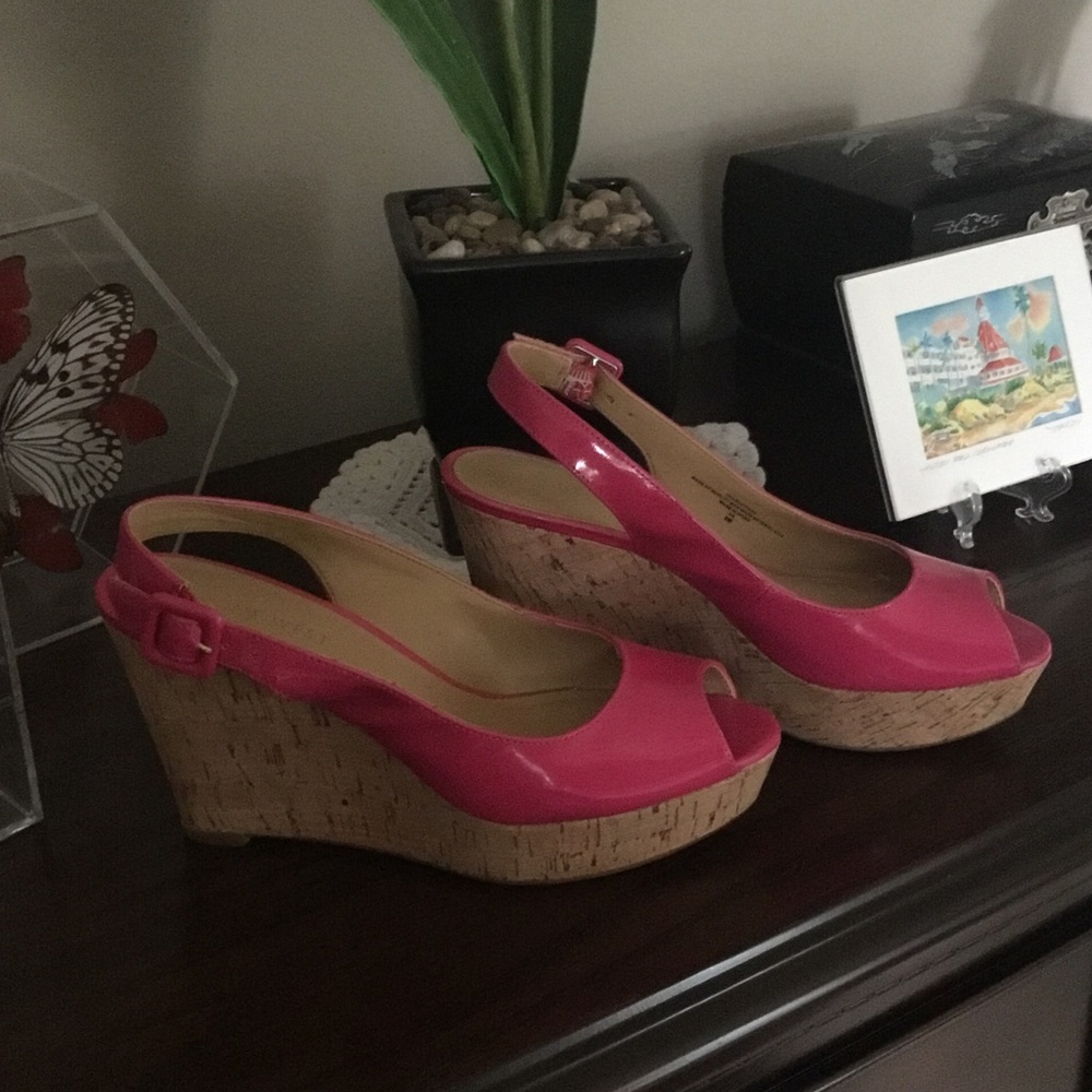 Nine West Hot Pink Wedge Sandals